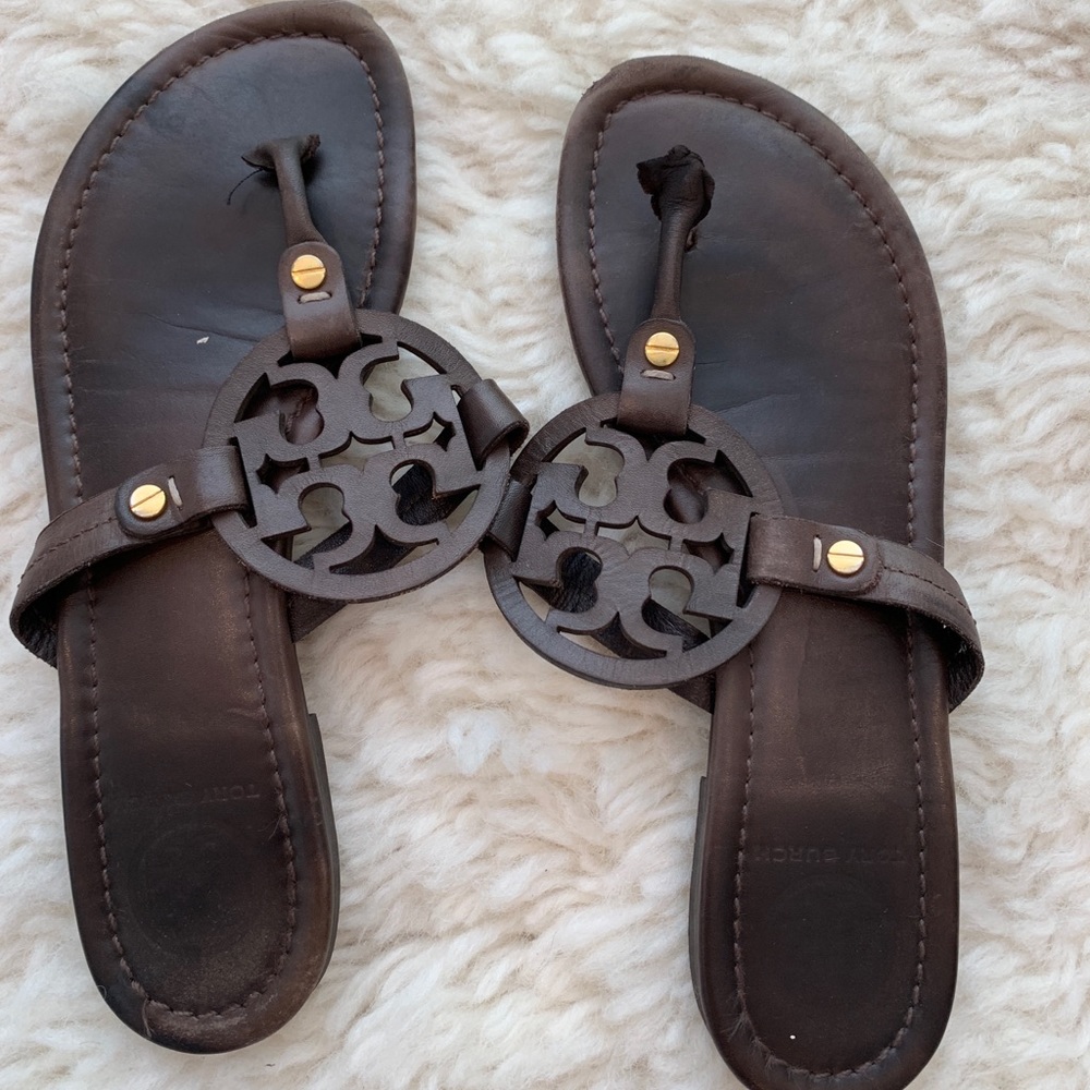 Tory Burch Miller Leather Brown Sandals